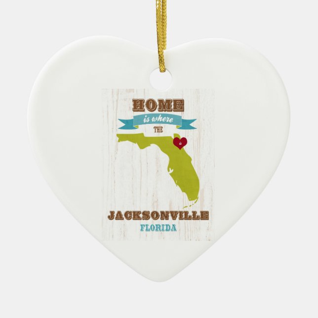 Jacksonville, Florida Map – Home Is Where Ceramic Tree Decoration (Front)