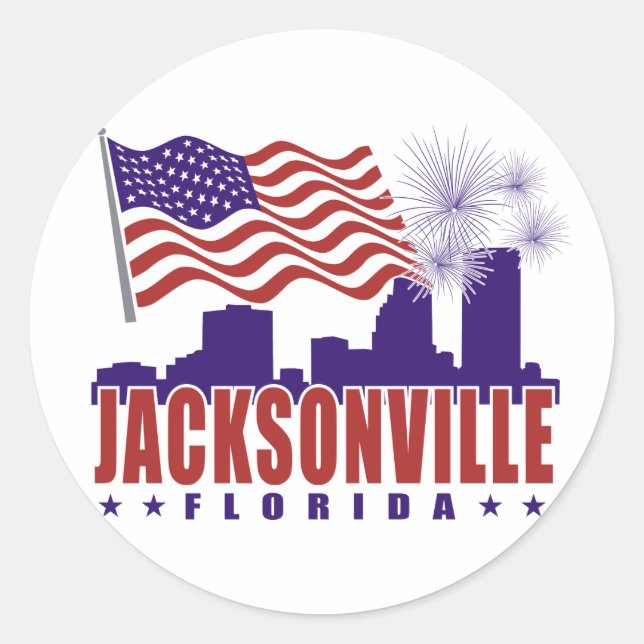 Jacksonville Florida Patriotic Sticker (Front)