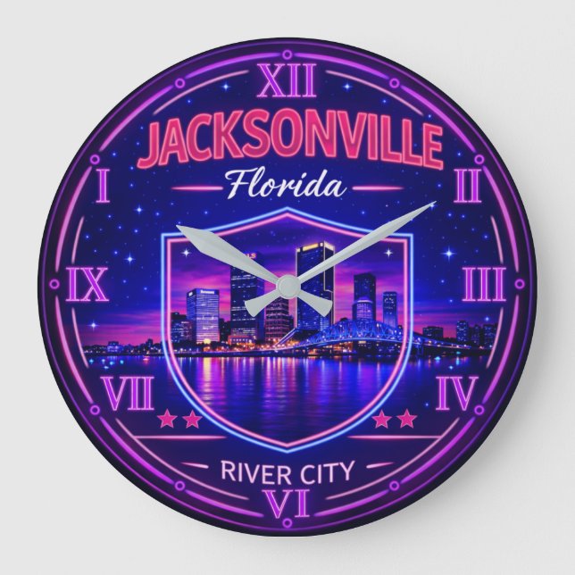 Jacksonville Florida Riverfront  Large Clock (Front)