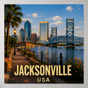 Jacksonville Florida Riverfront travel gift Poster