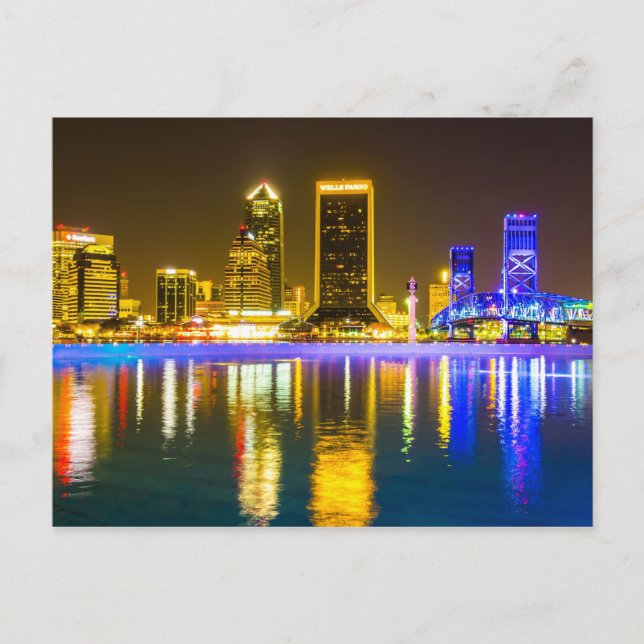 Jacksonville Florida skyline Along river Postcard (Front)