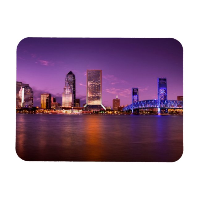 Jacksonville Florida Skyline at Night Magnet (Horizontal)