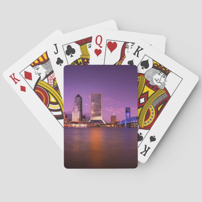 Jacksonville Florida Skyline at Night Playing Cards (Back)