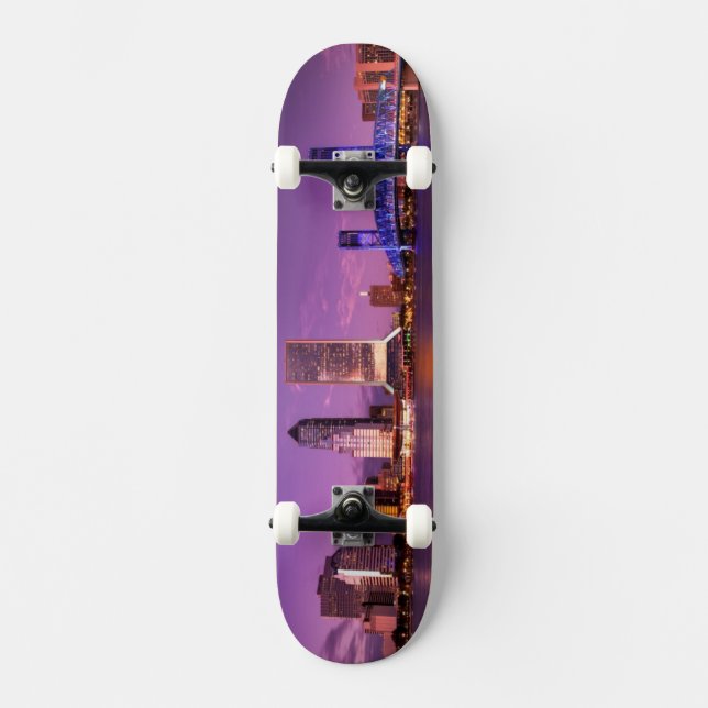 Jacksonville Florida Skyline at Night Skateboard (Front)
