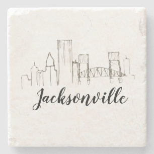 Jacksonville Florida Skyline Illustration Art Stone Coaster