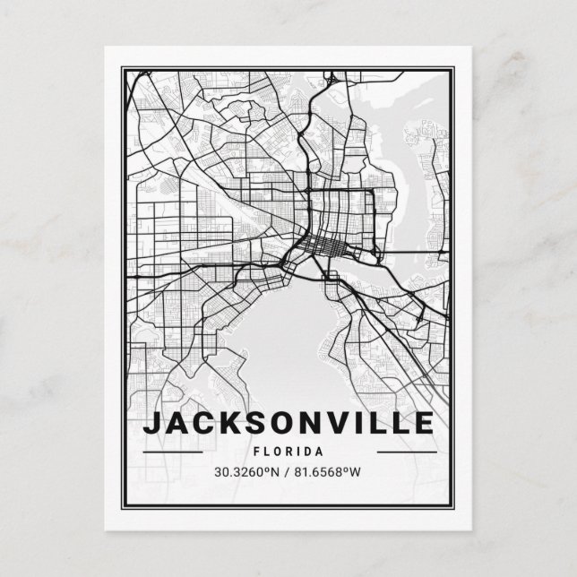 Jacksonville Florida USA Travel City Map Postcard (Front)