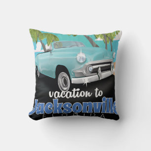 Jacksonville, Florida,USA vintage travel poster. Cushion