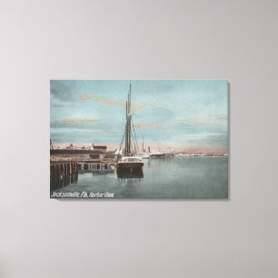 Jacksonville, Florida - View of Harbour with Canvas Print
