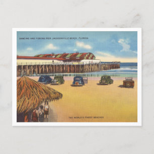 Jacksonville Florida Vintage 1940s Fishing Pier Postcard