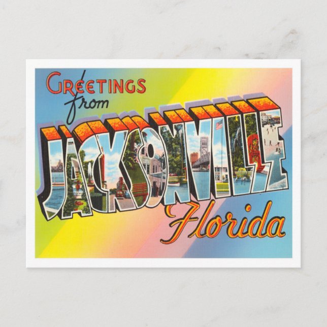 Jacksonville, Florida Vintage Big Letters Postcard (Front)