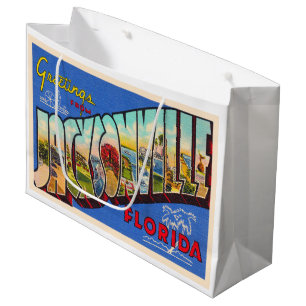 Jacksonville Florida Vintage Large Letter Postcard Gift Bag