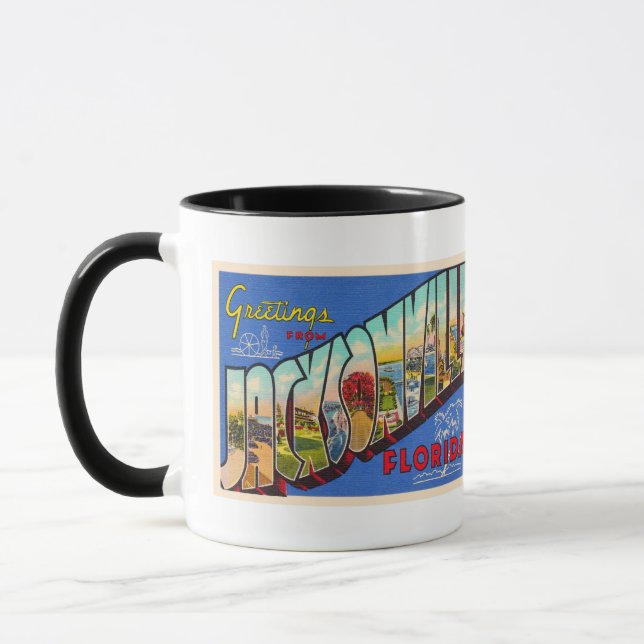 Jacksonville Florida Vintage Large Letter Postcard Mug (Left)