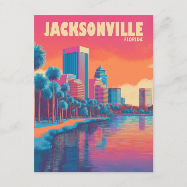 Jacksonville Florida Vintage Travel Postcard (Front)