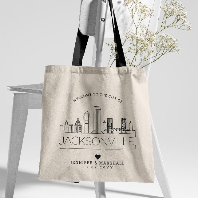 Jacksonville, Florida Wedding | Stylised Skyline Tote Bag (Creator Uploaded)