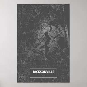 Jacksonville, Florida (white on black) Poster