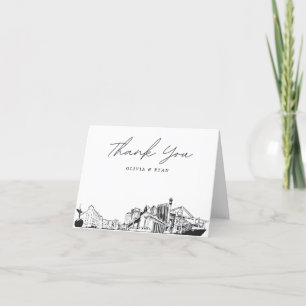 Jacksonville Skyline Sketch Blank Thank You Card
