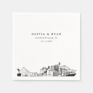 Jacksonville Skyline Wedding Paper Cocktail Napkin