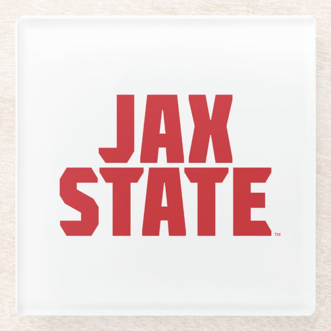 Jacksonville State University JAX STATE Bold Red Glass Coaster (Front)