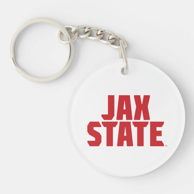 Jacksonville State University JAX STATE Bold Red Key Ring (Front)