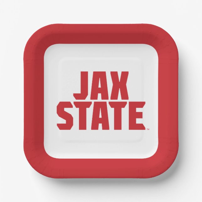 Jacksonville State University JAX STATE Bold Red Paper Plate (Front)