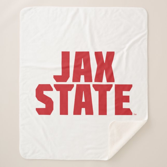 Jacksonville State University JAX STATE Bold Red Sherpa Blanket (Front)
