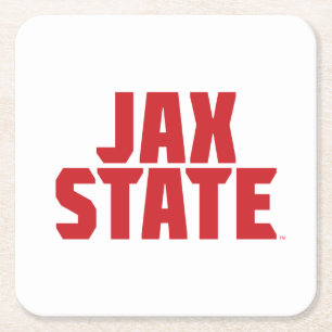 Jacksonville State University JAX STATE Bold Red Square Paper Coaster
