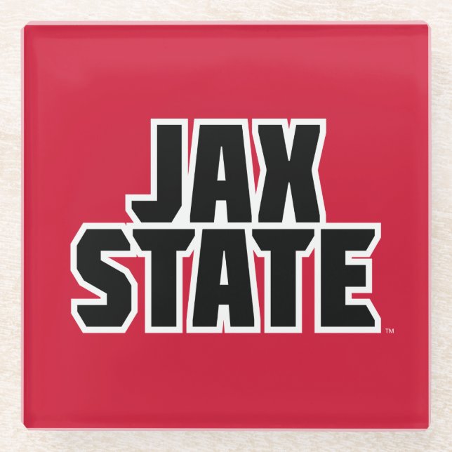 Jacksonville State University JAX STATE Bold Text Glass Coaster (Front)