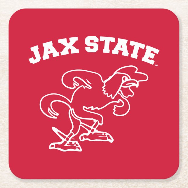 Jacksonville State University JAX State Gamecocks Square Paper Coaster (Front)