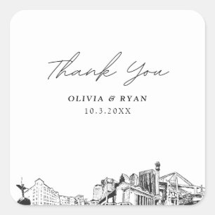 Jacksonville Wedding Landmarks Favour Thank You Square Sticker