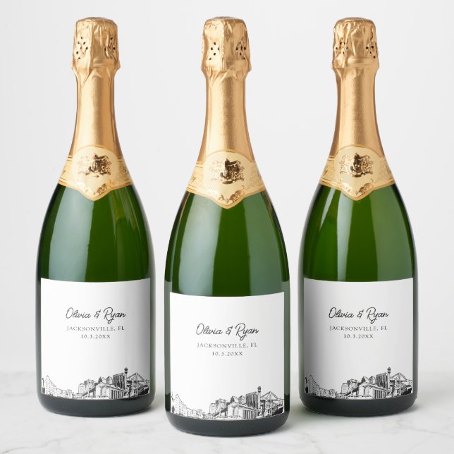 Jacksonville Wedding Personalised Champagne Label (Bottles)