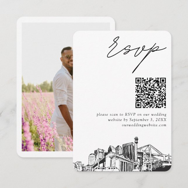 Jacksonville Wedding RSVP QR Code Small Enclosure Card (Front/Back)