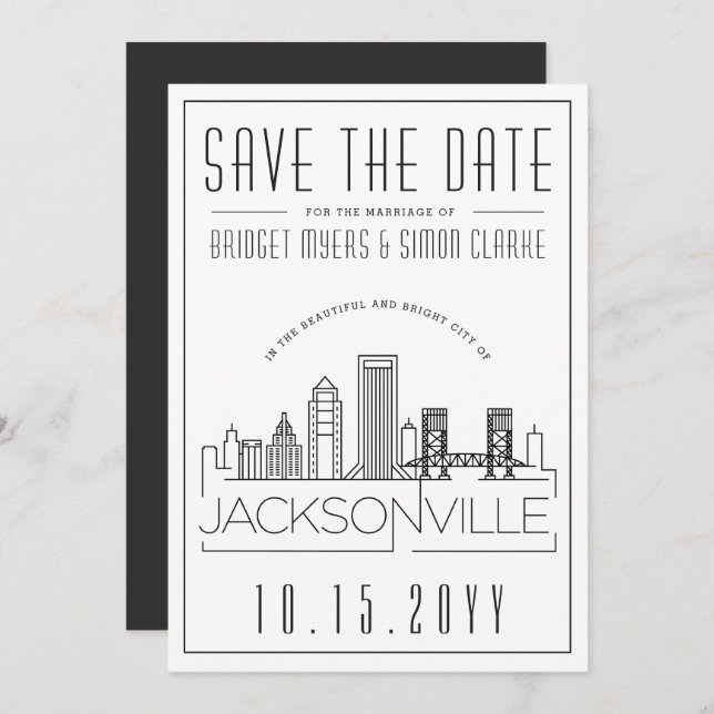 Jacksonville Wedding | Skyline Save the Date Invitation (Front/Back)