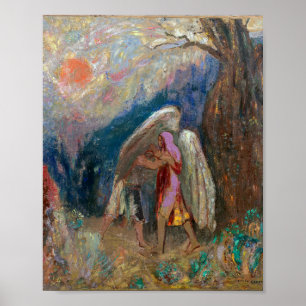 Jacob and the Angel Odilon Redon Poster