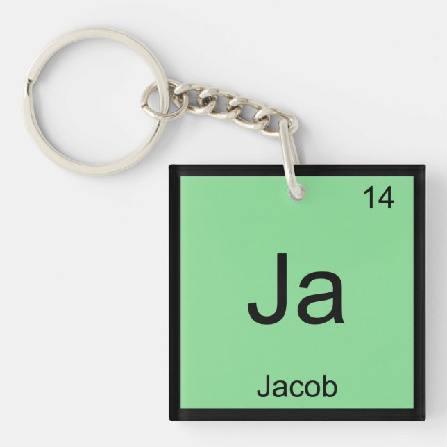 Jacob  Name Chemistry Element Periodic Table Key Ring (Front)