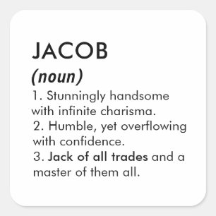 Jacob name, Editable name, Custom name Square Sticker