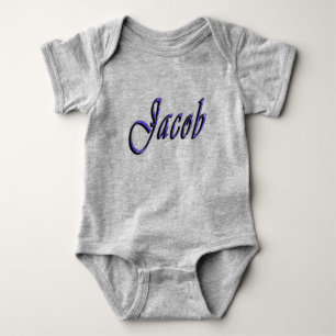 Jacob, Name, Logo, Babys Grey Bodysuit, Baby Bodysuit