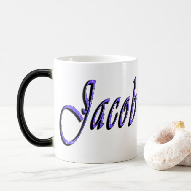 Jacob Name Logo , Magic Mug (With Donut)