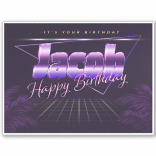 Jacob Name Vorname lila retro Sticker Geburtstag