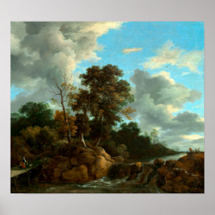 Jacob van Ruisdael Waterfall with Figures Poster