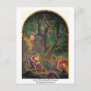 Jacob Wrestling With Angel By Eugene Delacroix Postcard