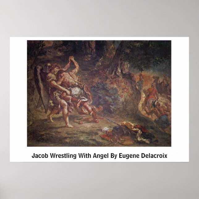 Jacob Wrestling With Angel By Eugene Delacroix Poster (Front)