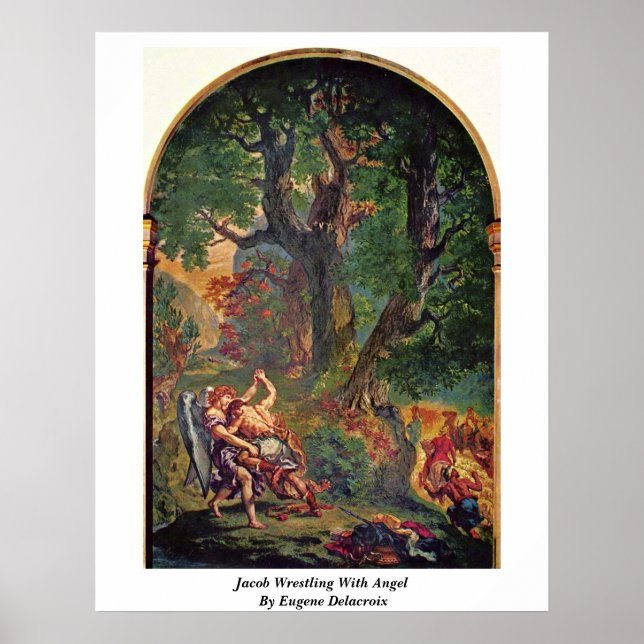 Jacob Wrestling With Angel By Eugene Delacroix Poster (Front)