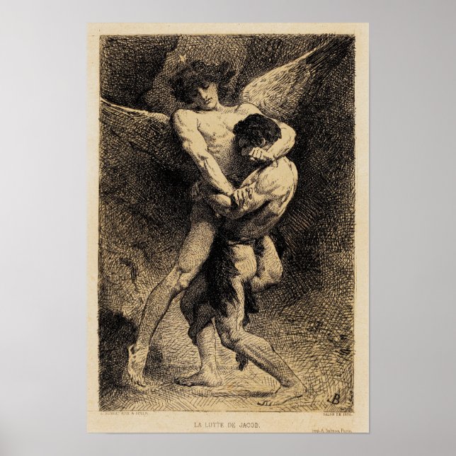 Jacob Wrestling with the Angel by Léon Bonnat 1876 Poster (Front)