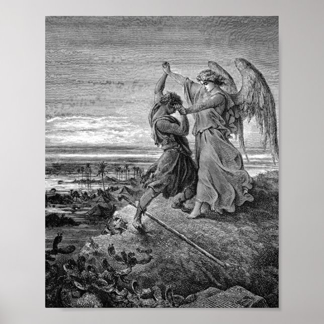 Jacob Wrestling With The Angel Gustave Dore 1855 Poster (Front)