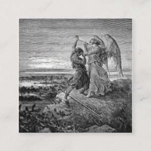 Jacob Wrestling With The Angel Gustave Dore 1855 Square Business Card