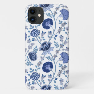 Jacobean Floral Big Pattern Blues on White Case-Mate iPhone Case