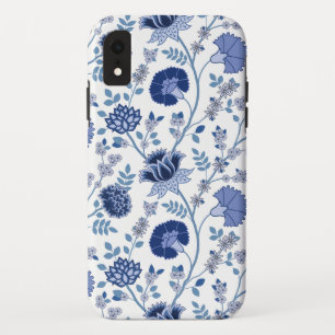 Jacobean Floral Big Pattern Blues on White Case-Mate iPhone Case
