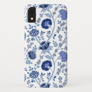 Jacobean Floral Big Pattern Blues on White Case-Mate iPhone Case
