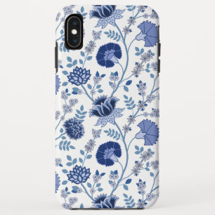 Jacobean Floral Big Pattern Blues on White Case-Mate iPhone Case