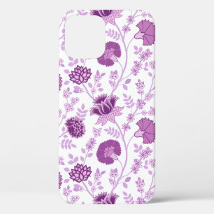 Jacobean Floral Big Pattern Pinks on White iPhone 12 Case